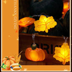 GlowHarvest Halloween String Lights | LED Pumpkin & Maple Leaves | 1.5m / 3m | Warm White