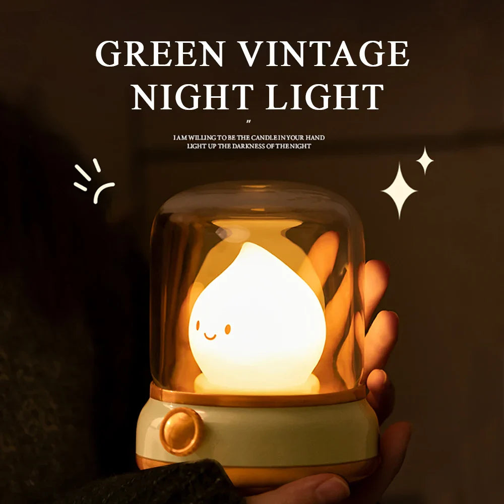 LumiFlame LED Night Light | Retro Oil Design | USB Rechargeable | Warm Mood Light