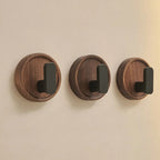 Self-adhesive wooden wall hooks Nordiva WoodCircle | Walnut wood | Decorative hook for keys, towels & clothing | Bathroom, kitchen & hallway