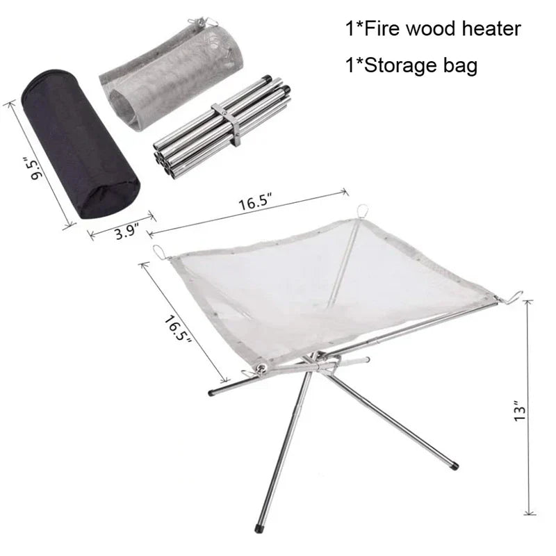 Pyroniq Outdoor Fire Pit | Foldable & Stable | Stainless Steel | For Camping & Garden