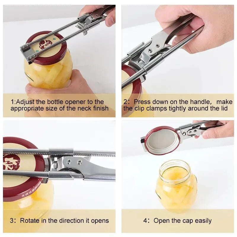 Adjustable Stainless Steel Bottle Opener | Non-Slip Bottle Opener | New Kitchen Gadget