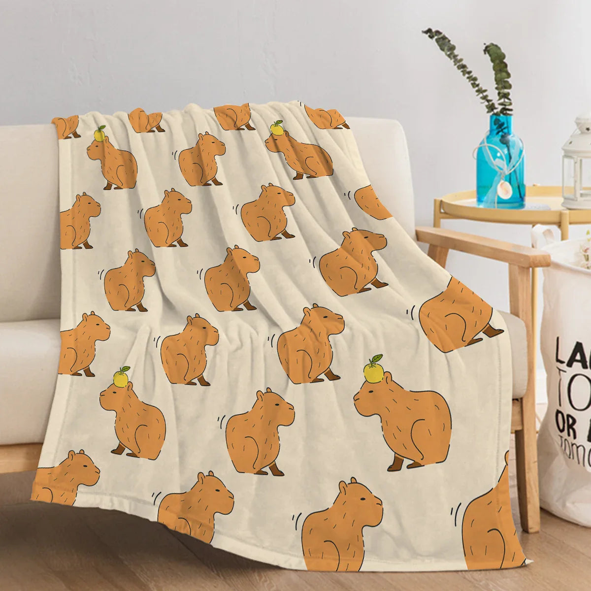 CapyLoom Cozy Blanket | Fluffy Capybara Cozy Blanket | Soft Flannel Fleece Throw Blanket | Sofa & Bed Cover in 3 Sizes