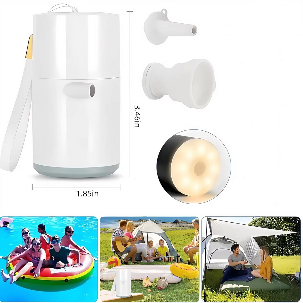 Portable Mini Air Pump with Rechargeable SOS Light for Camping and Outdoor Use