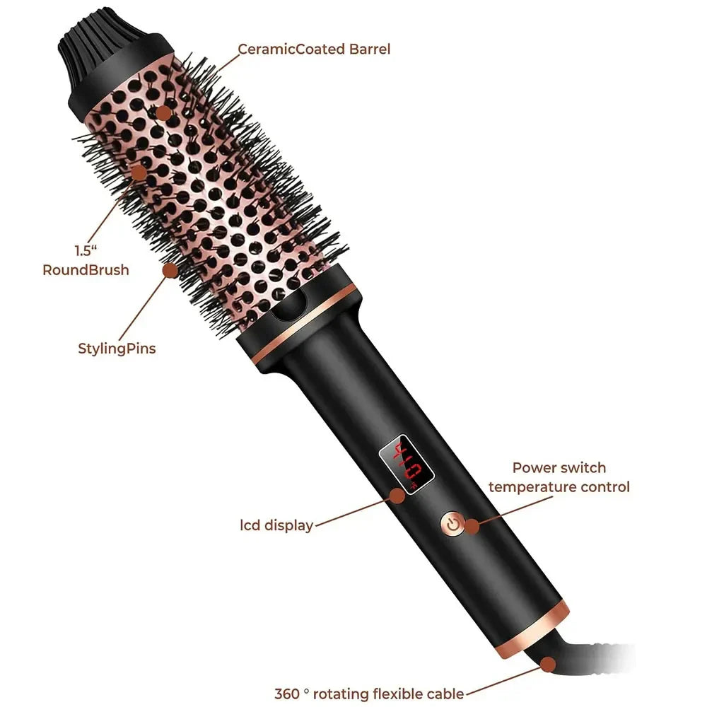 Stylique 3-in-1 Ionic Hair Straightener & Curler | Straightening, Waves, Volume | Anti-Scald Brush