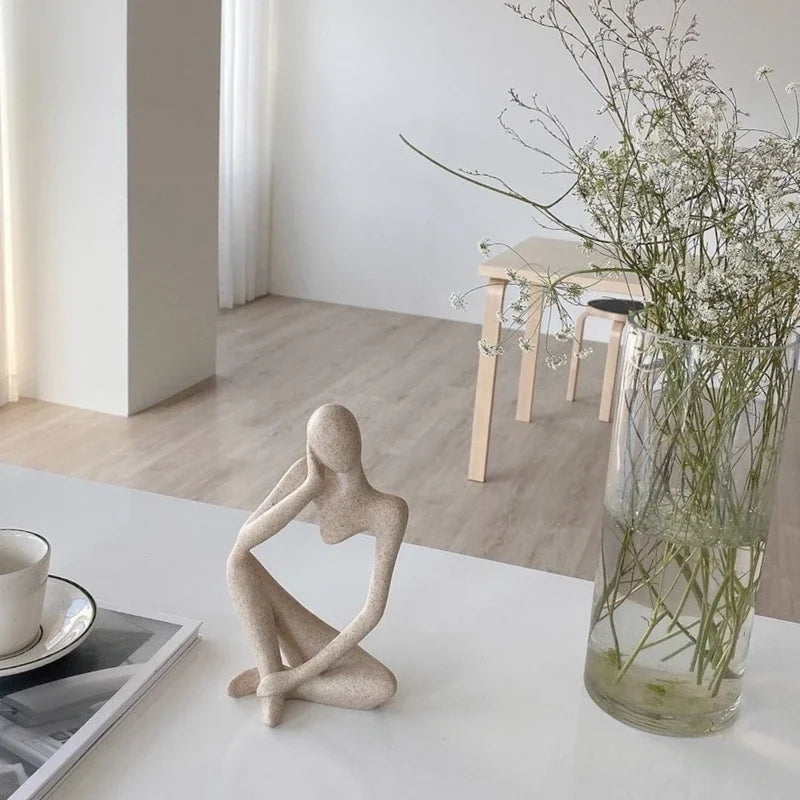 Minimalist Abstract Thinker Decor with Synthetic Resin Construction