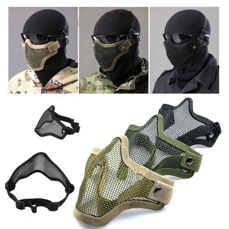 Camouflage Tactical Airsoft Steel Mesh Half Face Mask