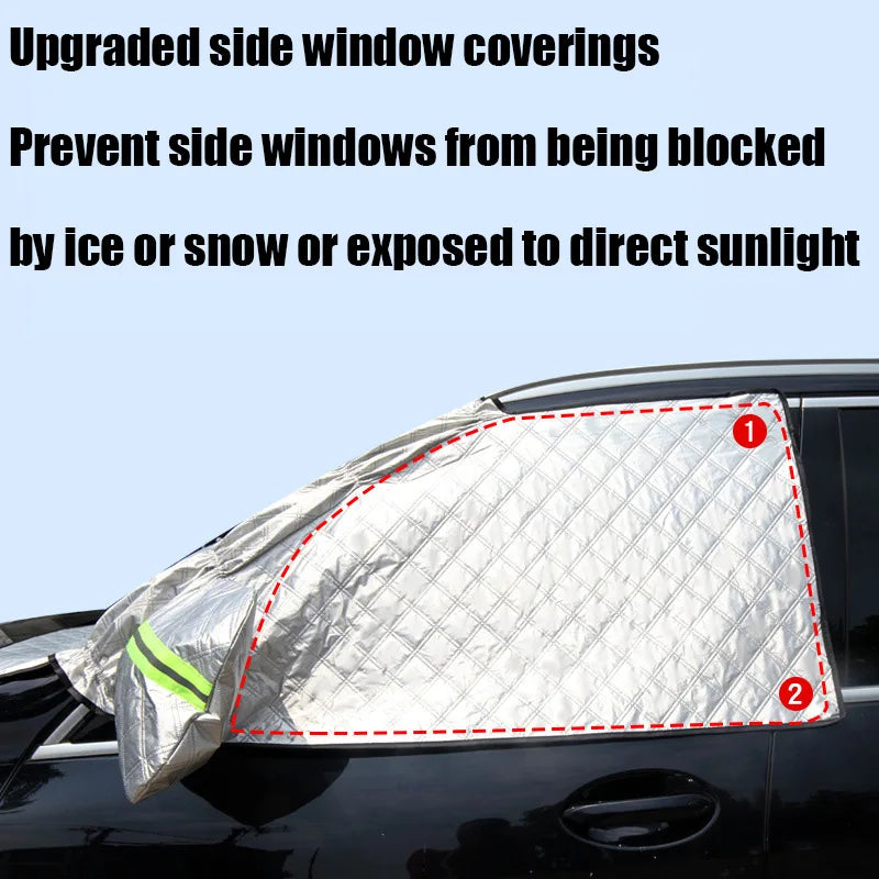 FrostGuard Ultra | Extra Large Car Windshield Cover | 3-Window Design | Protection Against Snow, Ice, Sun & Dust | Windproof & Quick Installation