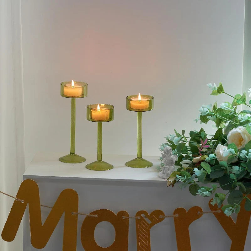 3-Piece Tealight Glass Candle Holder Set
