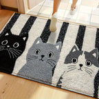 Cat Rug Miyono | Soft & Waterproof | Non-slip Mat with Stripes & Cartoon Cat Design | For Bedroom, Hallway & Living Room