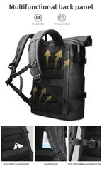 Expandable outdoor backpack with large volume & laptop compartment