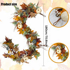 AutumnPumpkin Autumn Wreath with Maple Leaves and Pumpkins – Front Door Decoration
