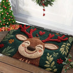 Winter love | Christmas doormat | Santa & Gingerbread man | Red | For indoor & outdoor | Non-slip & washable