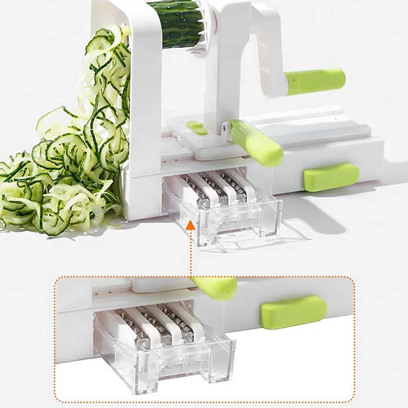 SpiraChef Vegetable Spiralizer | 5-in-1 Spiralizer & Slicer | With Suction Foot & Foldable Design | For Zoodles, Vegetables & Fruits