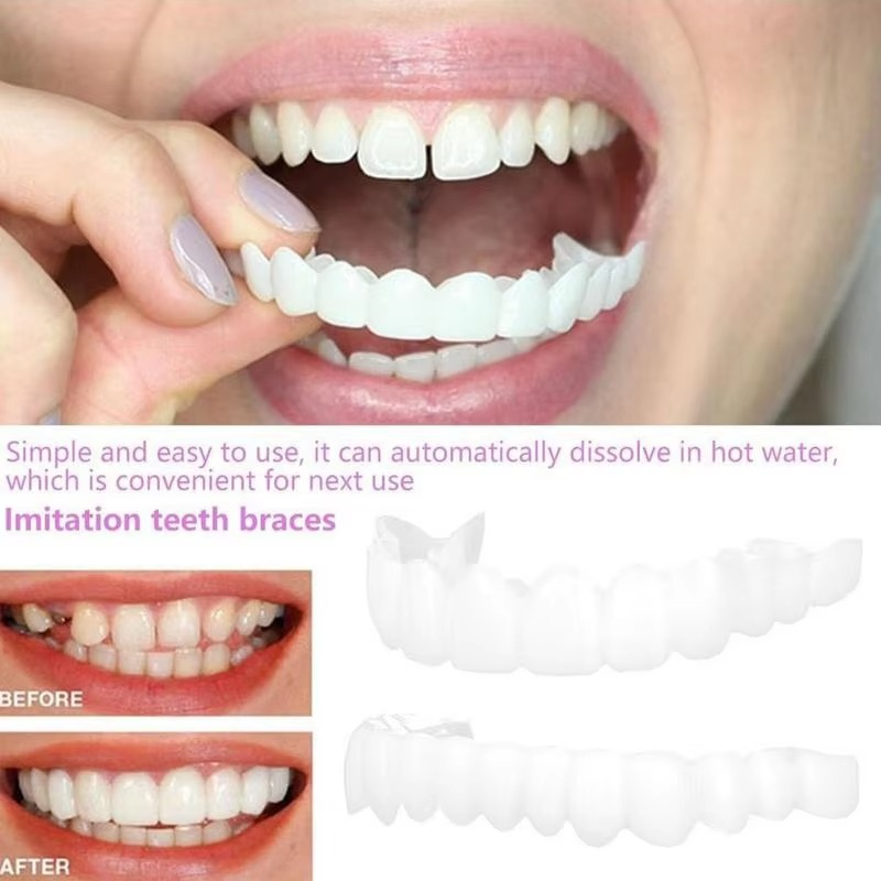 2PCS Snap-On Veneer Dentures for Men and Women, Instant Temporary Tooth Cover for a Confident Smile