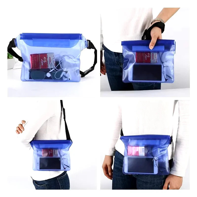 Waterproof Hip Bag AquaSafeX | 3-fold Sealing | Transparent Dry Bag for Smartphone & Valuables | Adjustable Strap
