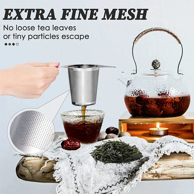 Tea Egg LeafLuxe Stainless Steel | Extra Fine Mesh Tea Strainer | With Double Handles | For Loose Tea