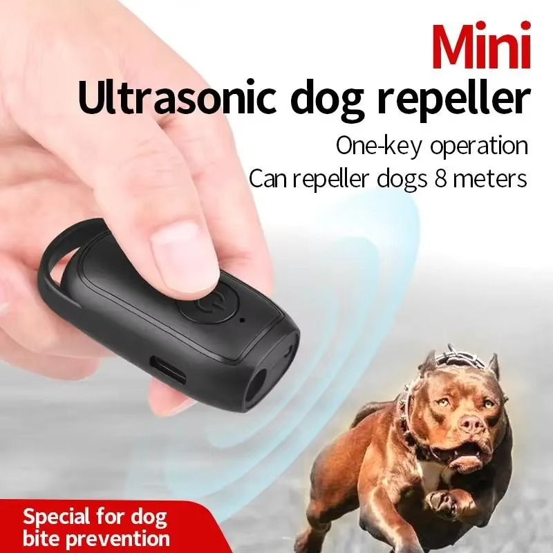 Ultrasonic Mini Dog Repeller and Anti-Barking Training Device with LED Light