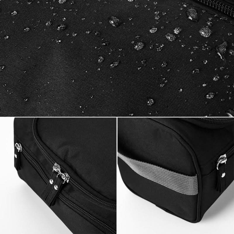 Compact toiletry bag with hook & water-repellent design