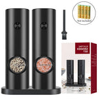 2 Pieces Electric Salt and Pepper Mill with Adjustable Grinding Degree, Refillable Mill, Battery-Powered Kitchen Gadget