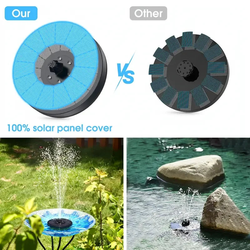 Solar Fountain LumiFonte 3.5W | With RGB LED & 6 Nozzles | 1500 mAh Battery & Filter System | For Birdbath, Pond & Garden