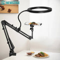 LumiFlex LED ring light with flexible arm & phone holder | 3 light colors & USB connection | Perfect for livestream, video & selfie