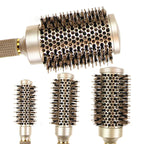Round Brush Set GLOSSENTA | Ions-Ceramic & Boar Bristles | Anti-frizz & Volume | 25–53 mm Ø