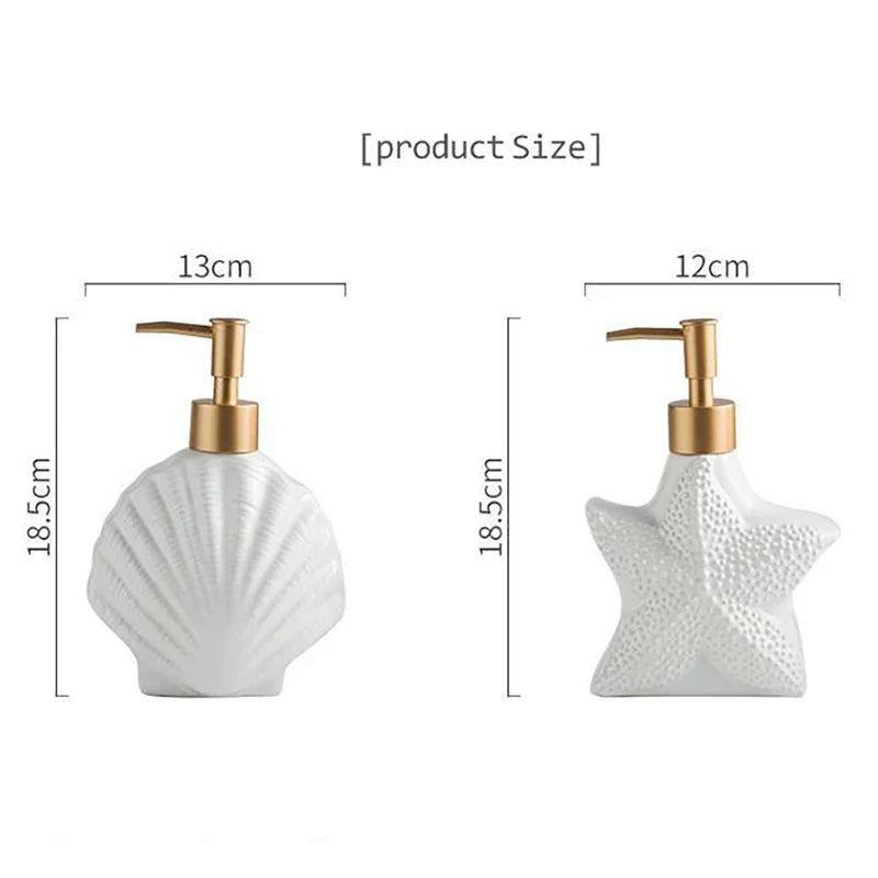 AquaNaut Soap Dispenser | Maritime Design | Shell & Starfish Motif | Bathroom Decor