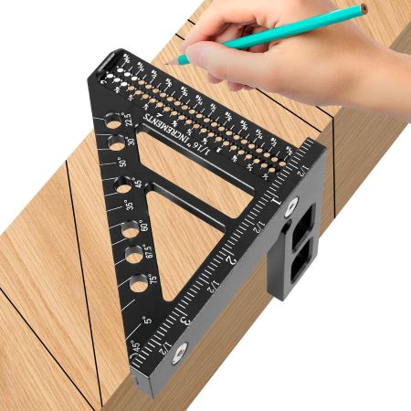 Precision 3D Woodworking Ruler – 45° & 90° Multi-Angle Measuring Tool