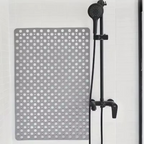 Square Non-Slip Shower Mat with Suction Cups and Quick-Drain Round Hole Design