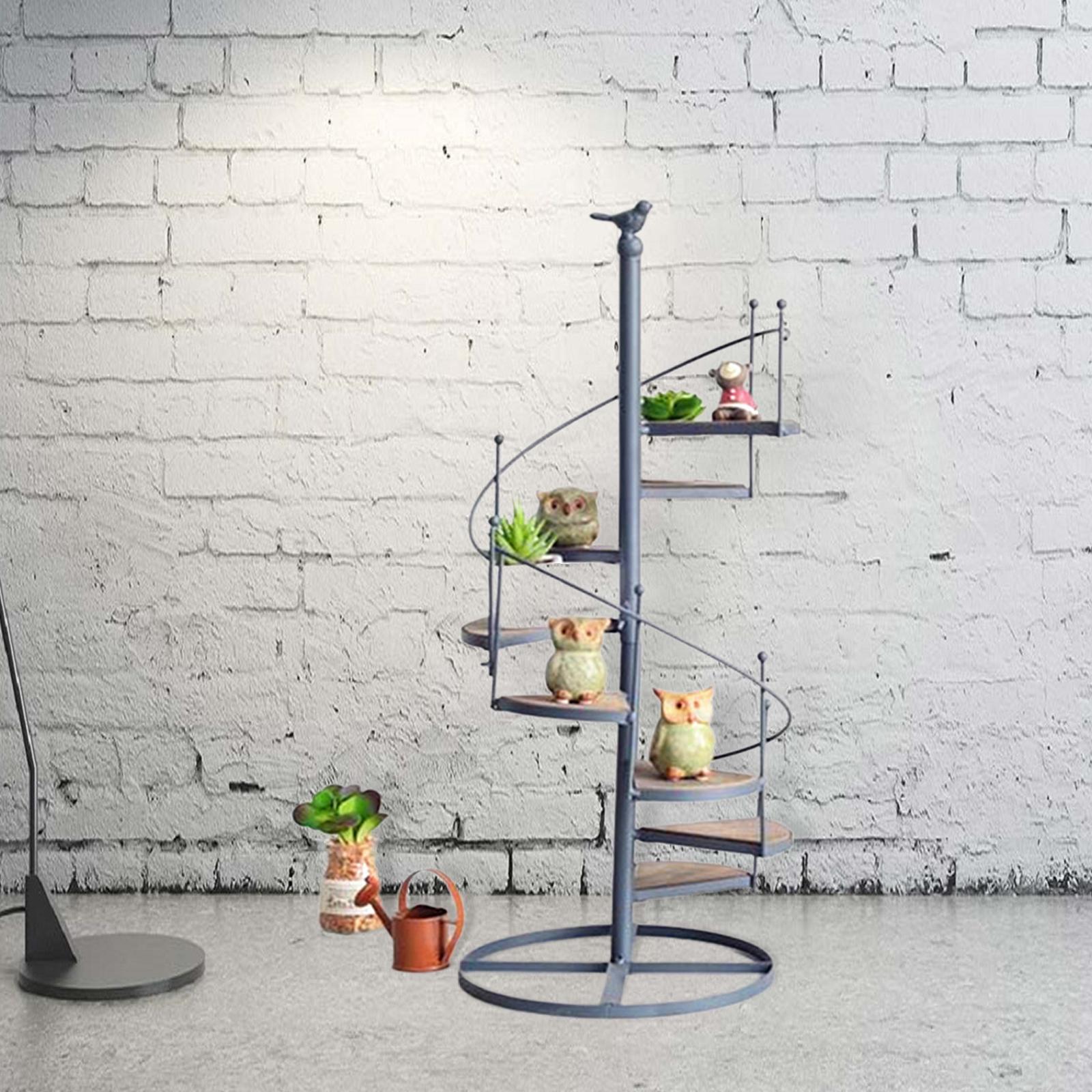 Elegant spiral-shaped plant stand for balcony and garden arrangements