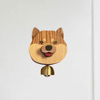 Playful Shiba Dog Face Wooden Doorbell