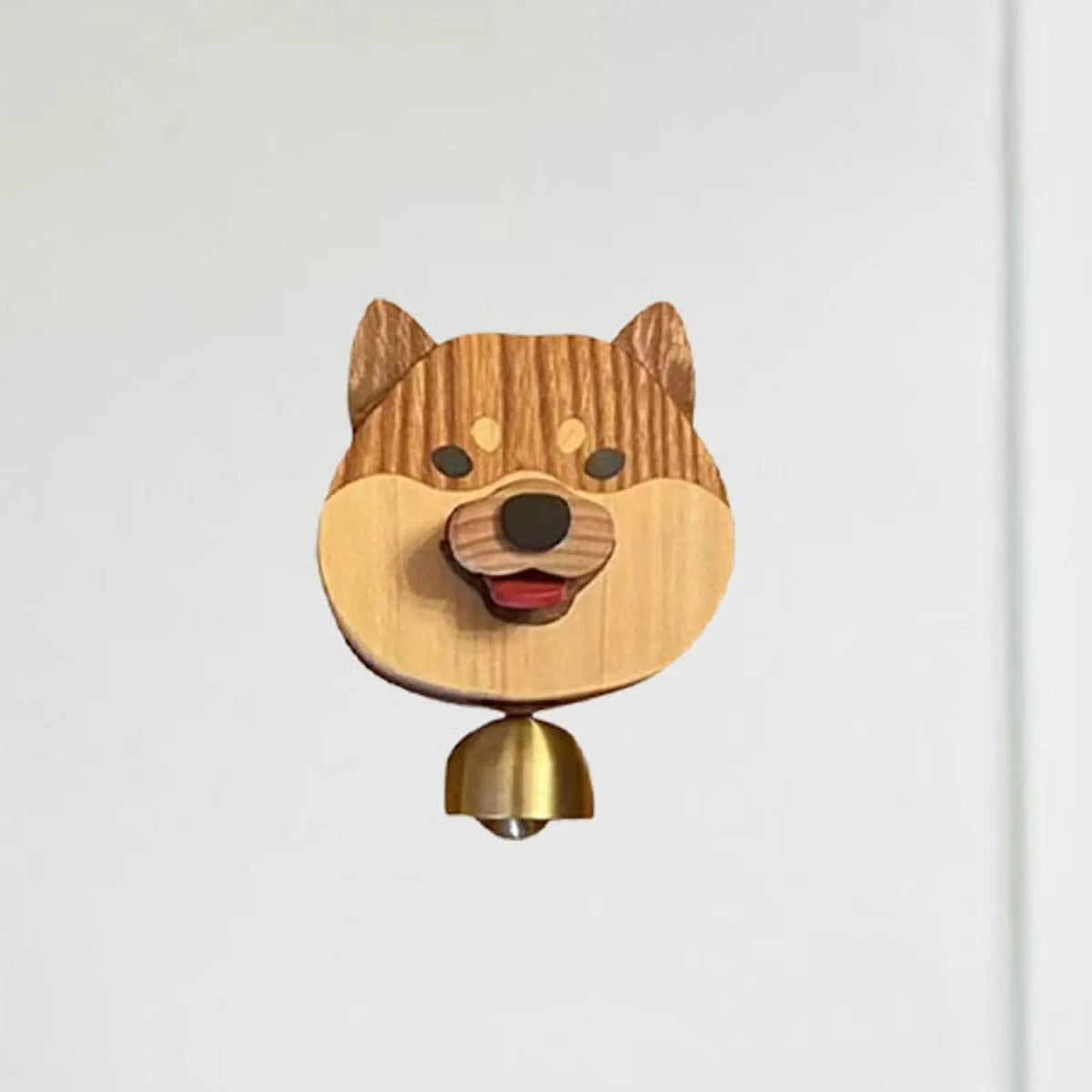 Playful Shiba Dog Face Wooden Doorbell