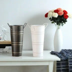 Retro Iron Flower Bucket with Handles – Decorative Metal Flower Pot for Home