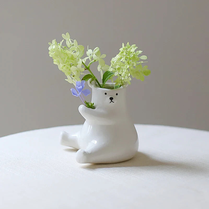 Bear with Flower Vase