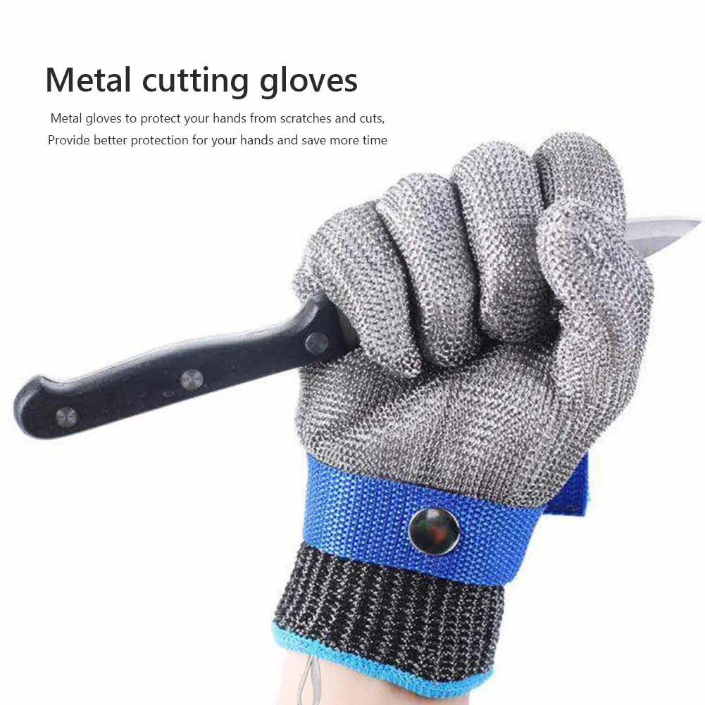 Stainless steel cut-resistant gloves - Anti-cut, wire metal weave hand protection for slaughtering, gardening and labor safety