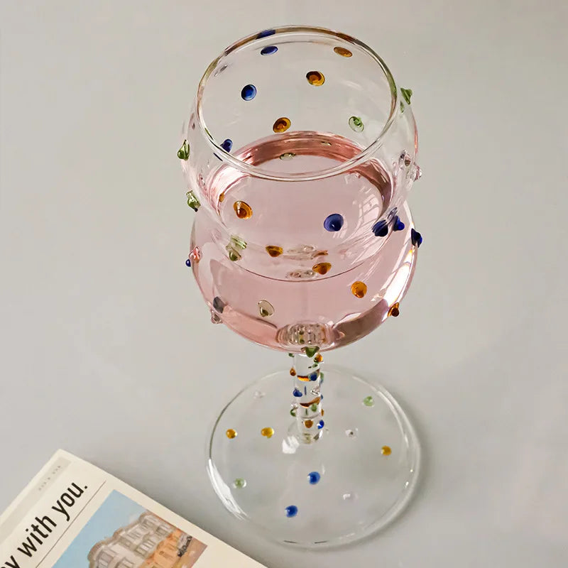 Colorful Dots Wine Glass