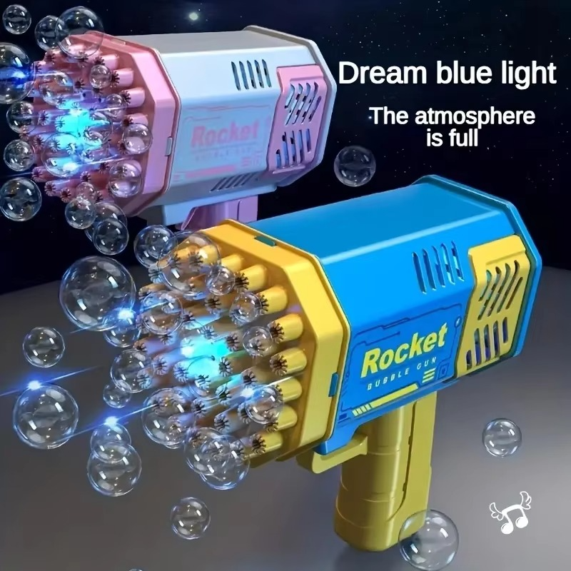 Bubble Handheld Bubble Machine - 40-Hole LED Bubble Gun Set for Kids & Adults