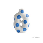 Blue Polka Dot Wonky Vase
