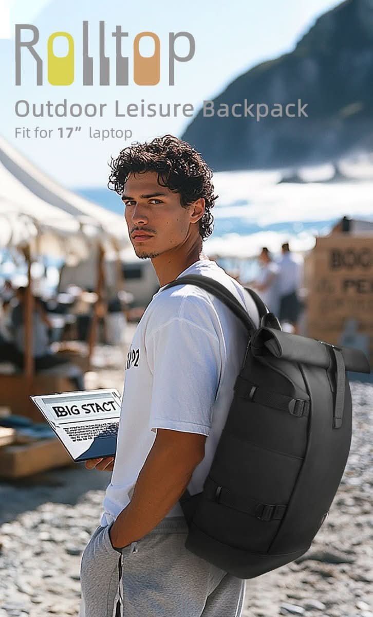 Expandable outdoor backpack with large volume & laptop compartment