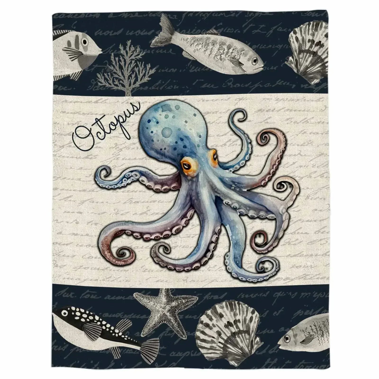 Octopus Shell Starfish Throw Blanket