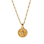 18k Dainty Textured Angel Pendant Necklace