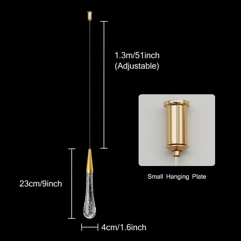Crystal LED Pendant Lights: Perfect for Bedrooms, Dining Rooms, Bar - Water Droplet Chandelier, Stair Lamp for Interior Decoration