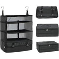 Packelier Suitcase Organizer | Hanging Shelf for Travel | 3 Compartments | Foldable & Water-Resistant | Black