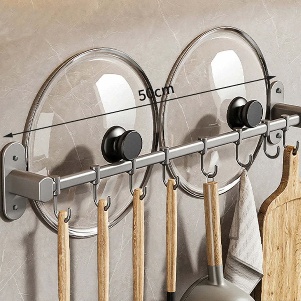 CookEase Kitchen Wall Shelf – Multifunctional Organizer for Lids, Spatulas & Kitchen Utensils