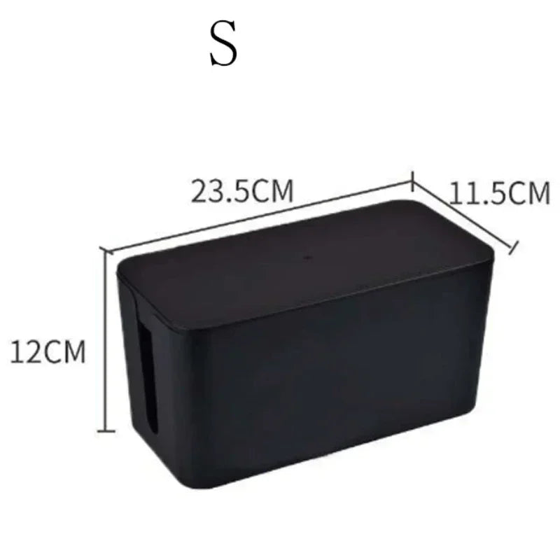 Kabelux Cable Box with Lid | 32×13×12 cm | Socket & Charging Cable Organizer | Dust Protection for Power Supplies & Routers