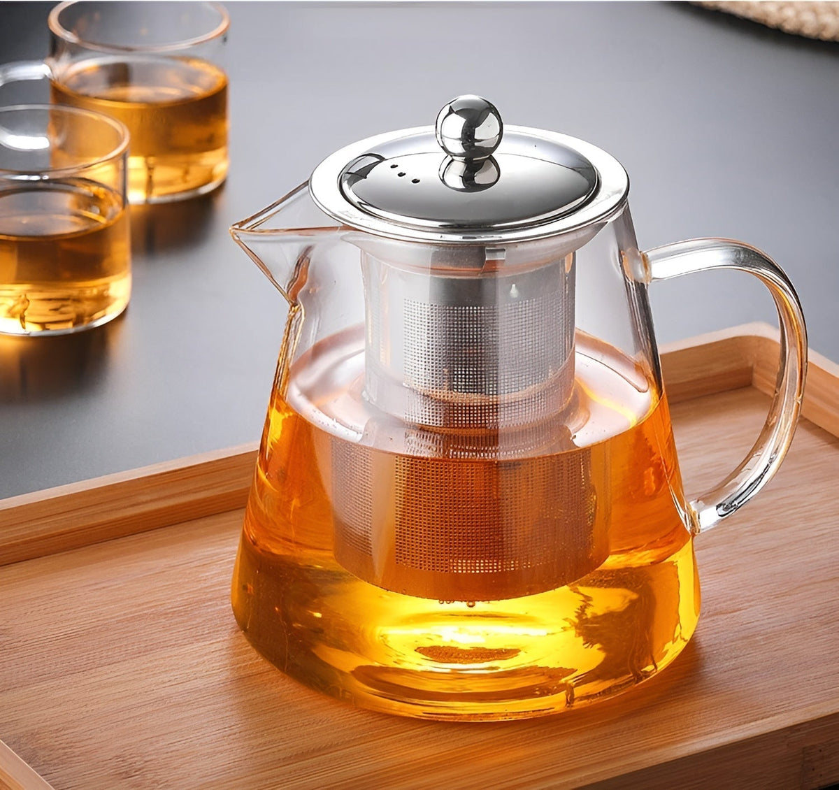 Teekanne Claritéa | Borosilicate glass | With stainless steel filter & wooden lid | Heat resistant & dishwasher safe