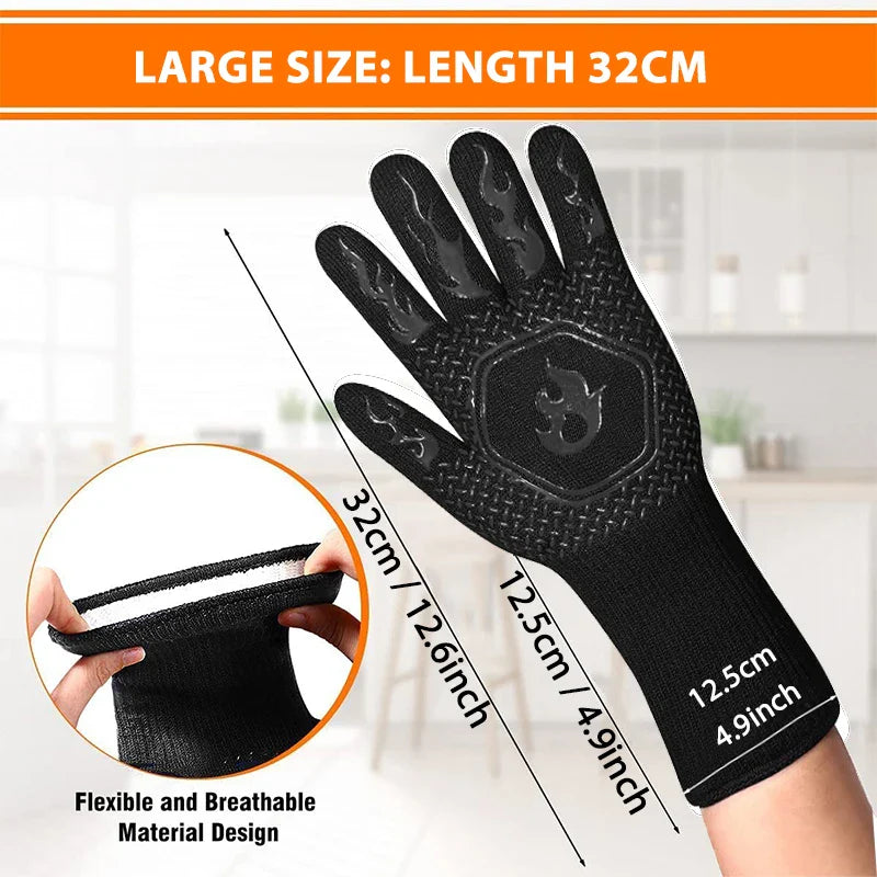 ThermaGrip Heat Resistant Grill Glove | Silicone & Cotton | Non-slip & fireproof up to 800 °C | For Grill, Oven & BBQ | 1 Piece