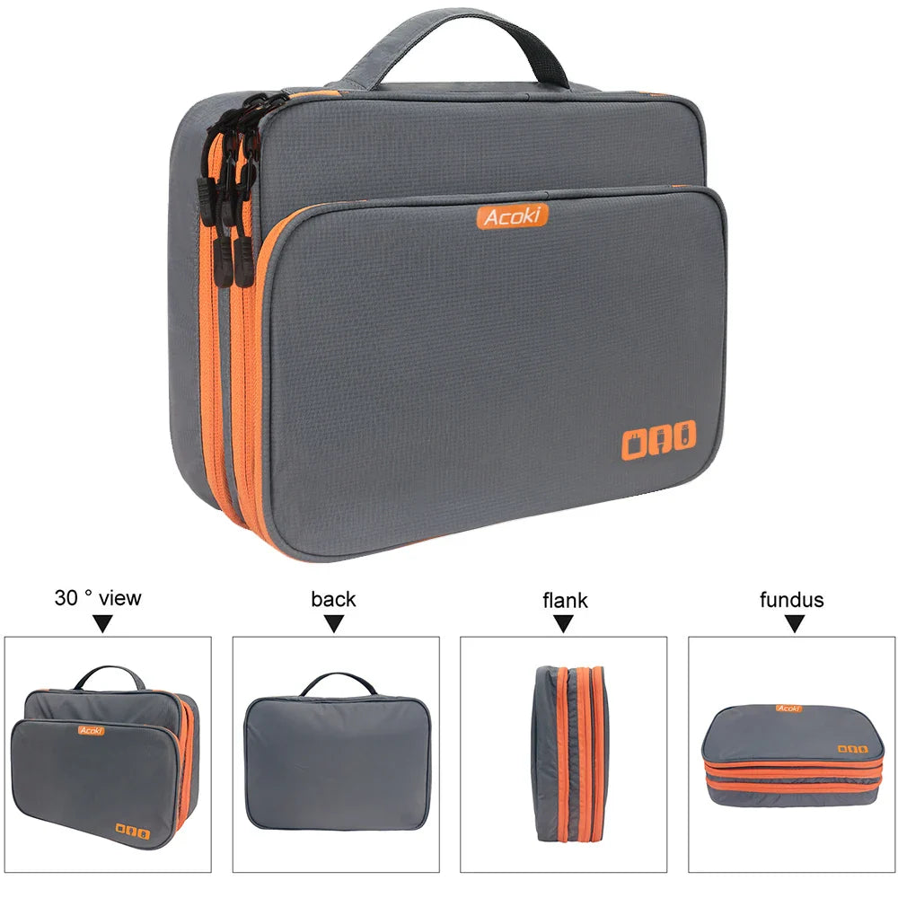 Electronics Organizer TECHNIVO LayerPro | 3-Layer Cable Bag | Waterproof & Large Volume | For iPad, Chargers & Accessories
