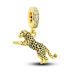 925 Silver Golden Leopard Charms Beads Colorful Chameleon Rhinoceros Lion Scarab Cat Pendant Compatible with Original Pandora Bracelet Jewelry