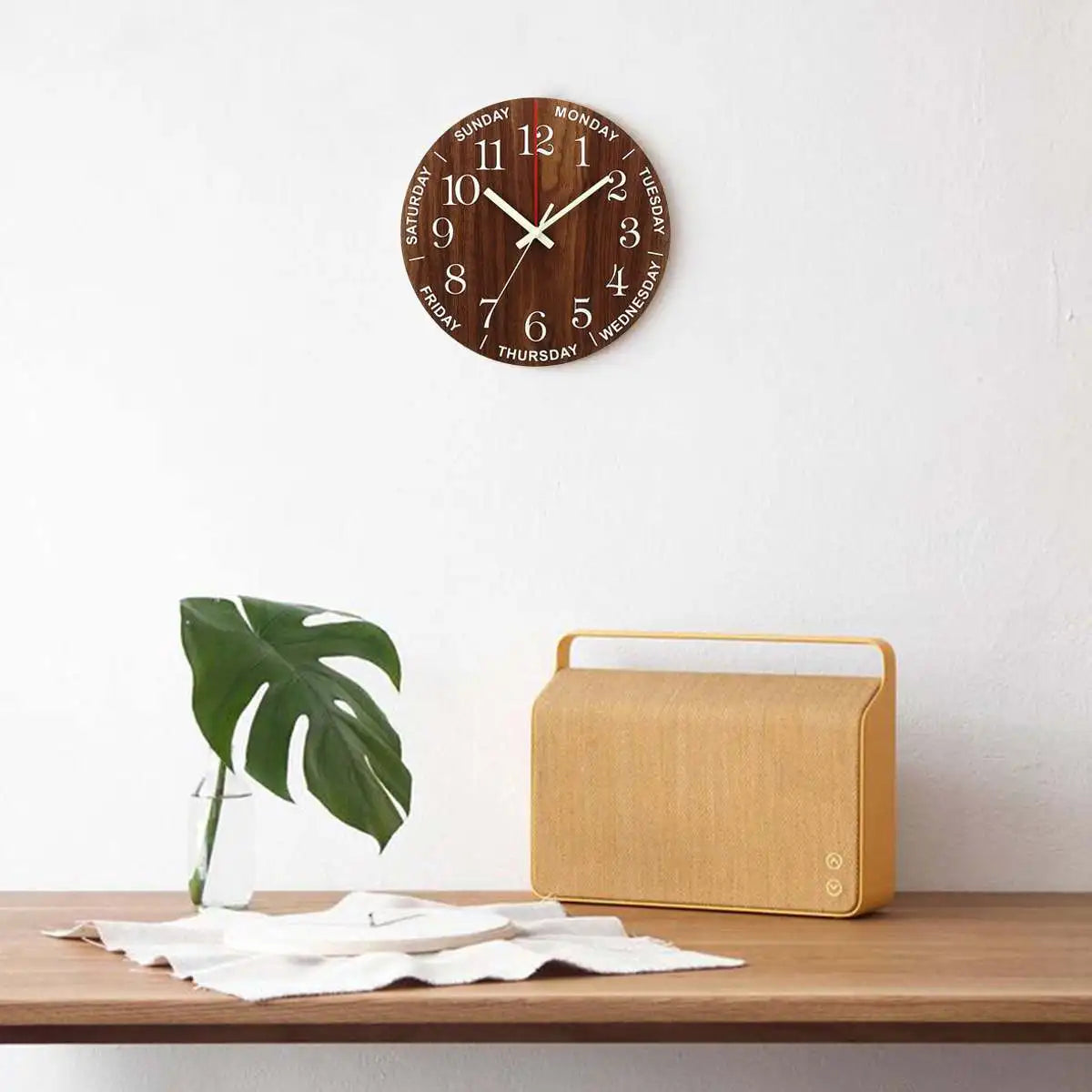 GlowClock – Luxe Wooden Wall Clock with Night Light